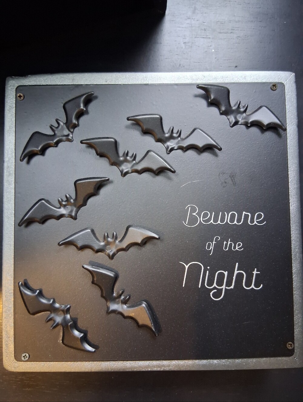 Beware of the Night Black Halloween Wall Decor , Bat Table Decor